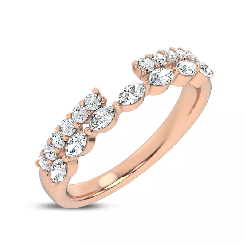 14K Rose Gold Ouvre Marquise & Round Open Band