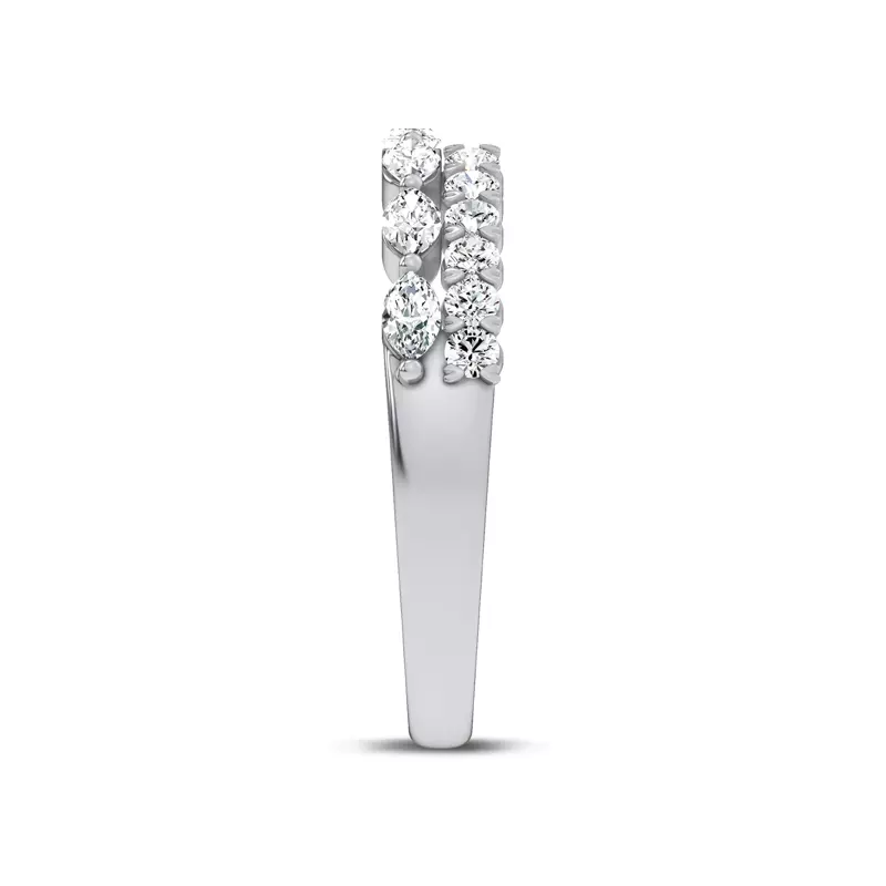 14K White Gold Ouvre Marquise & Round Open Band