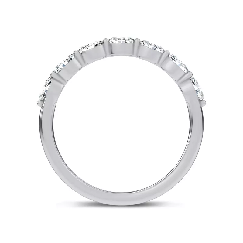 14K White Gold Ouvre Marquise & Round Open Band
