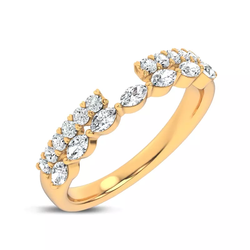 14K Yellow Gold Ouvre Marquise & Round Open Band