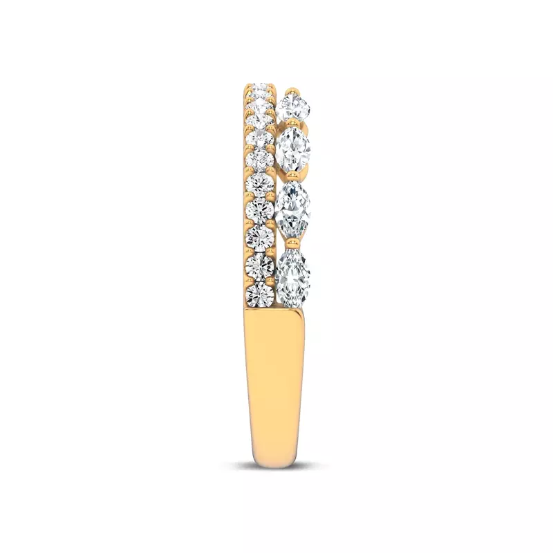 14K Yellow Gold Ouvre Marquise Wrap Pavé Band