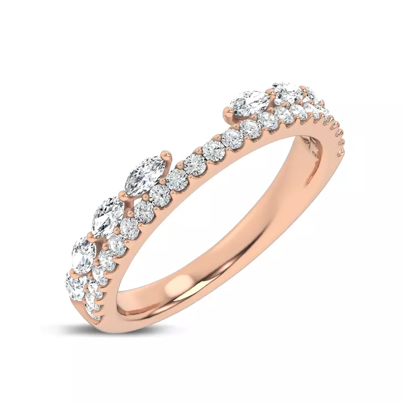 18K Rose Gold Ouvre Marquise Wrap Pavé Band
