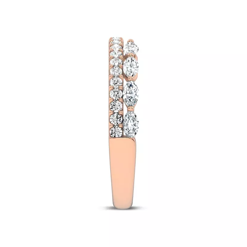 18K Rose Gold Ouvre Marquise Wrap Pavé Band