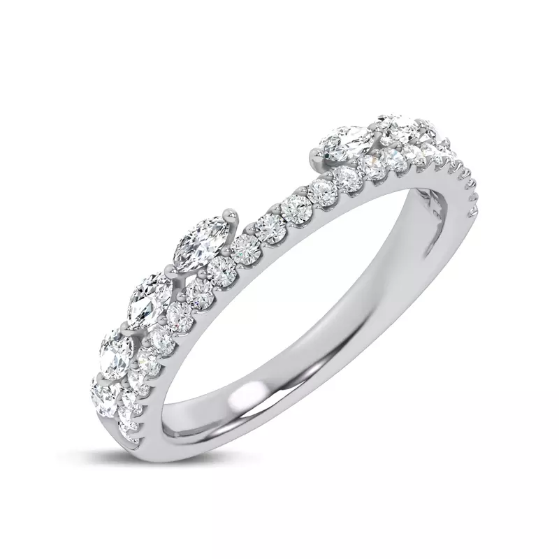 Platinum Ouvre Marquise Wrap Pavé Lab Band