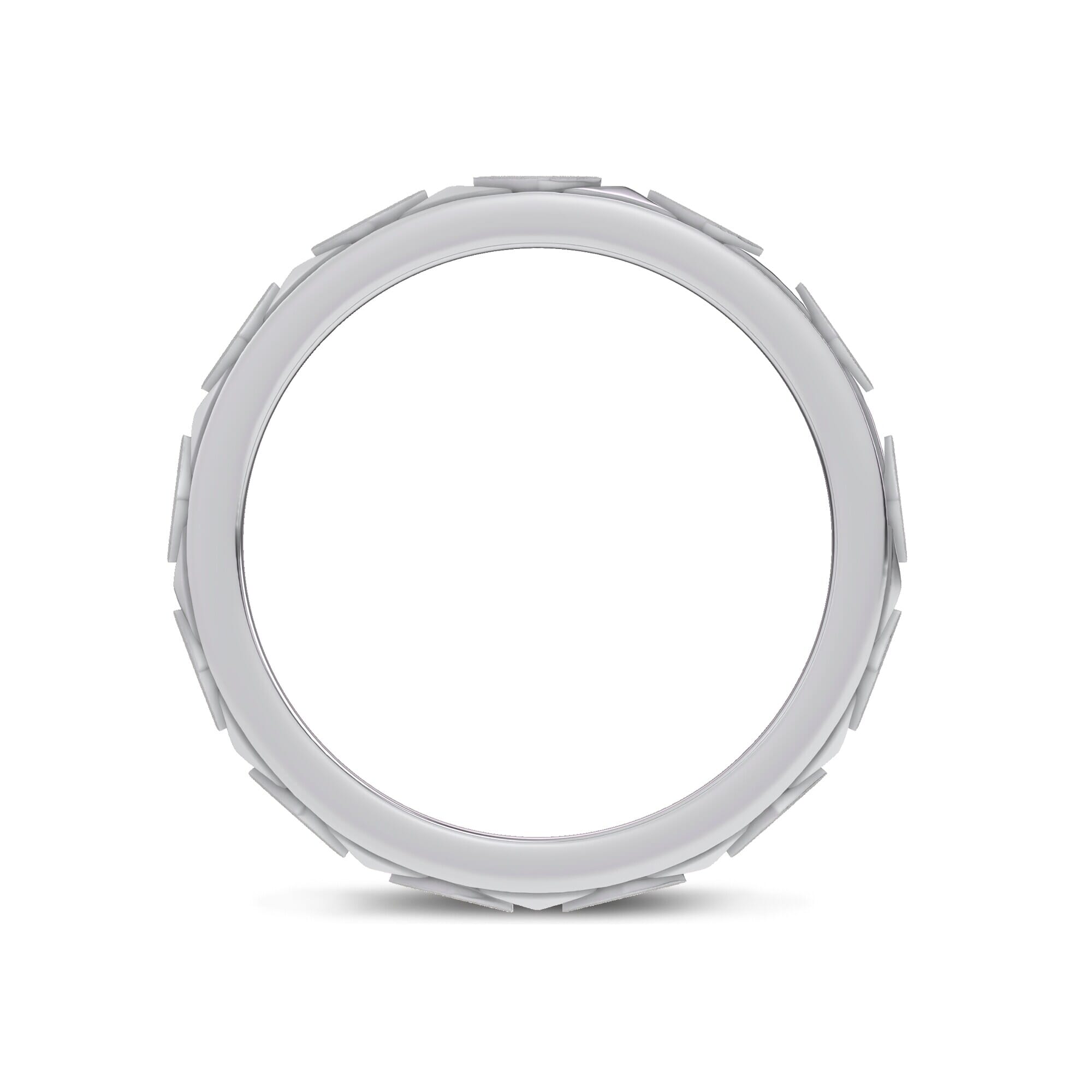 18K White Gold Textured Argyle Band