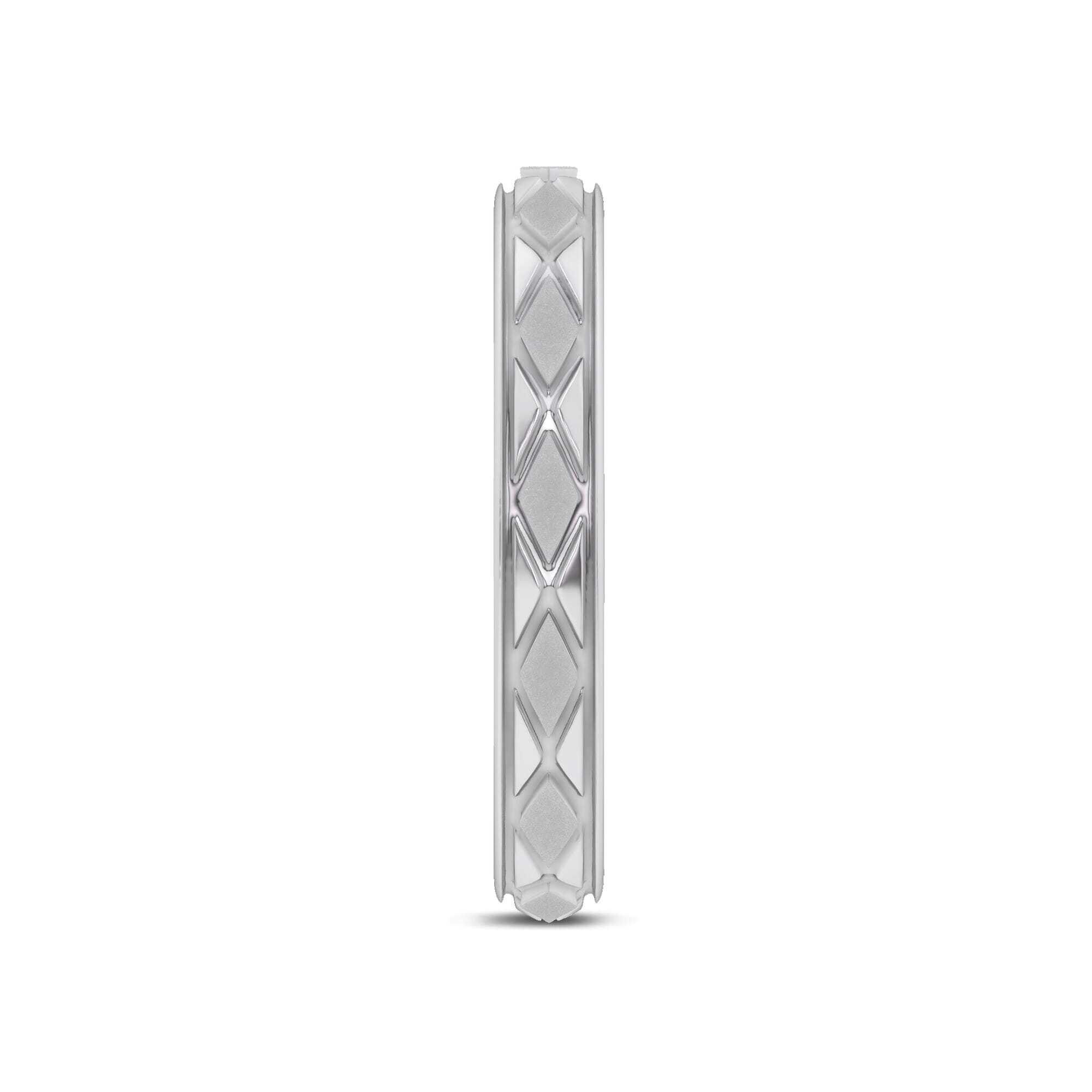 18K White Gold Textured Argyle Band