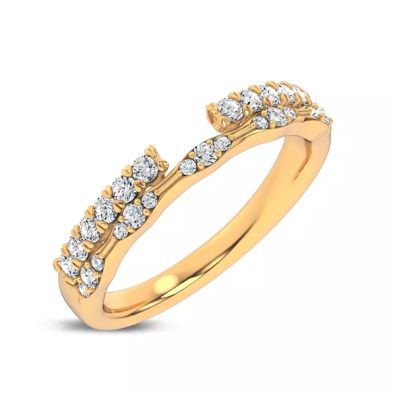 14K Yellow Gold Ouvre Clustered Round Open Lab Band