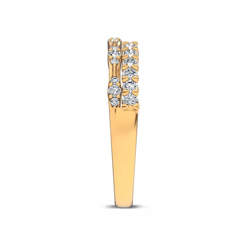14K Yellow Gold Ouvre Clustered Round Open Lab Band