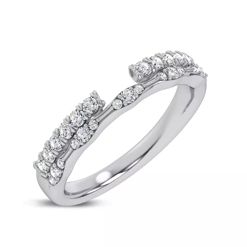 Platinum Ouvre Clustered Round Open Band