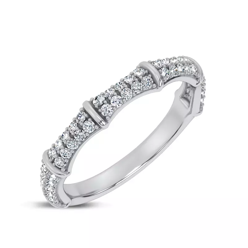 14K White Gold Bao Bamboo Pavé Band