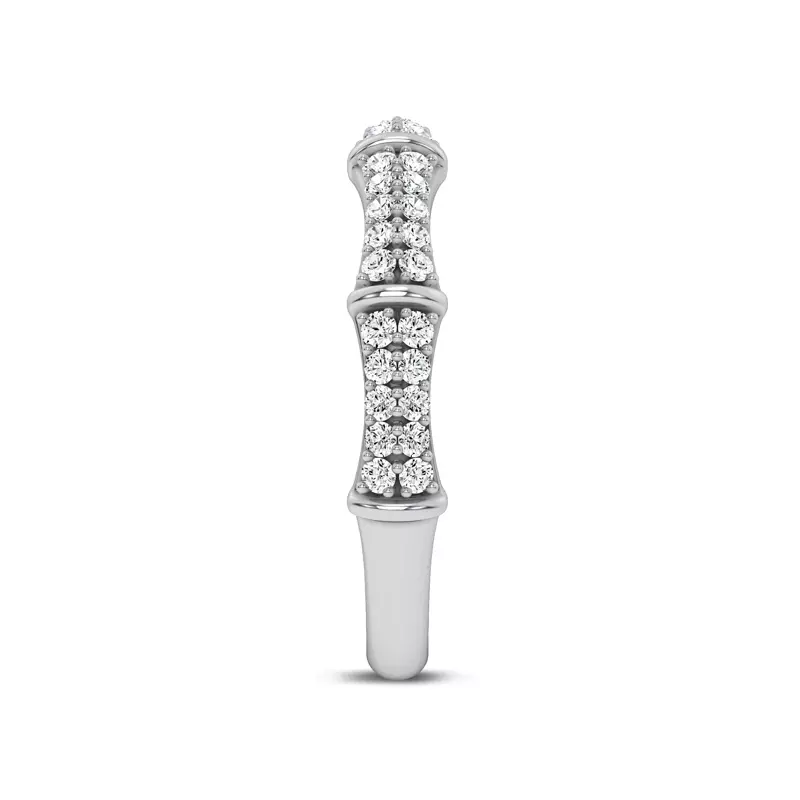 14K White Gold Bao Bamboo Pavé Band