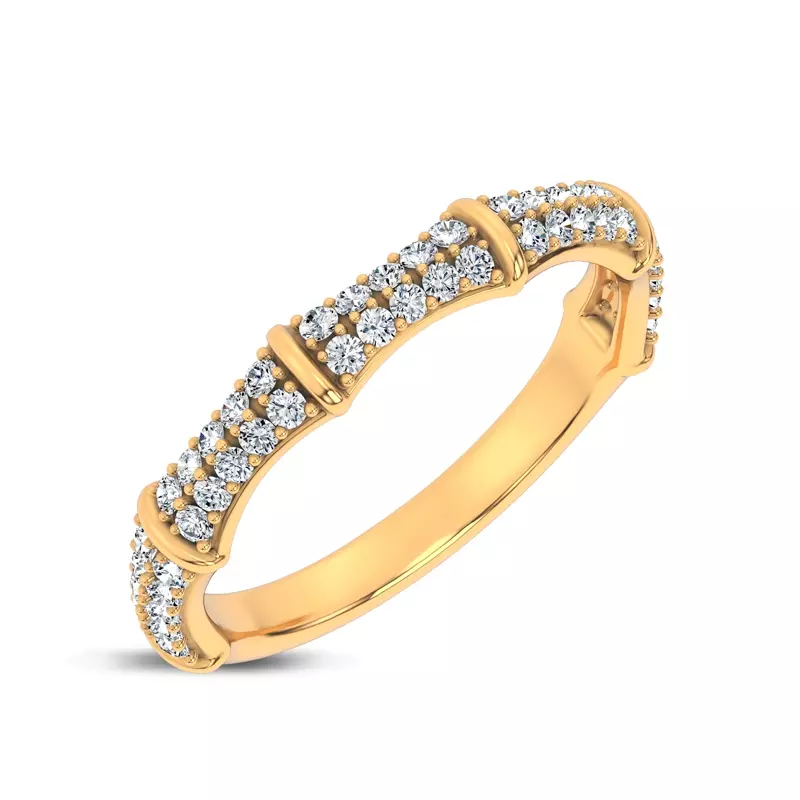 14K Yellow Gold Bao Bamboo Pavé Lab Band