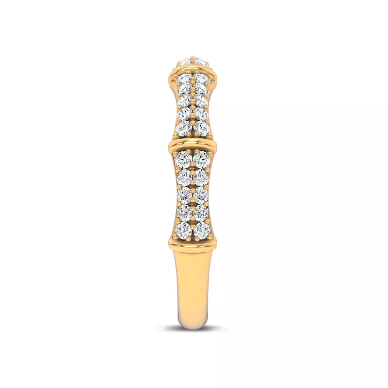 14K Yellow Gold Bao Bamboo Pavé Band