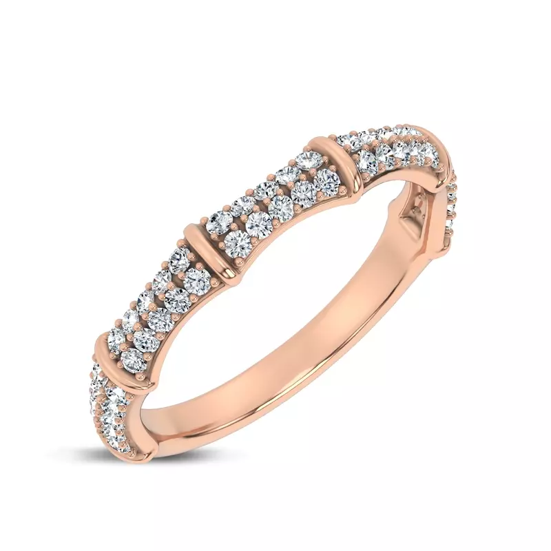 18K Rose Gold Bao Bamboo Pavé Lab Band