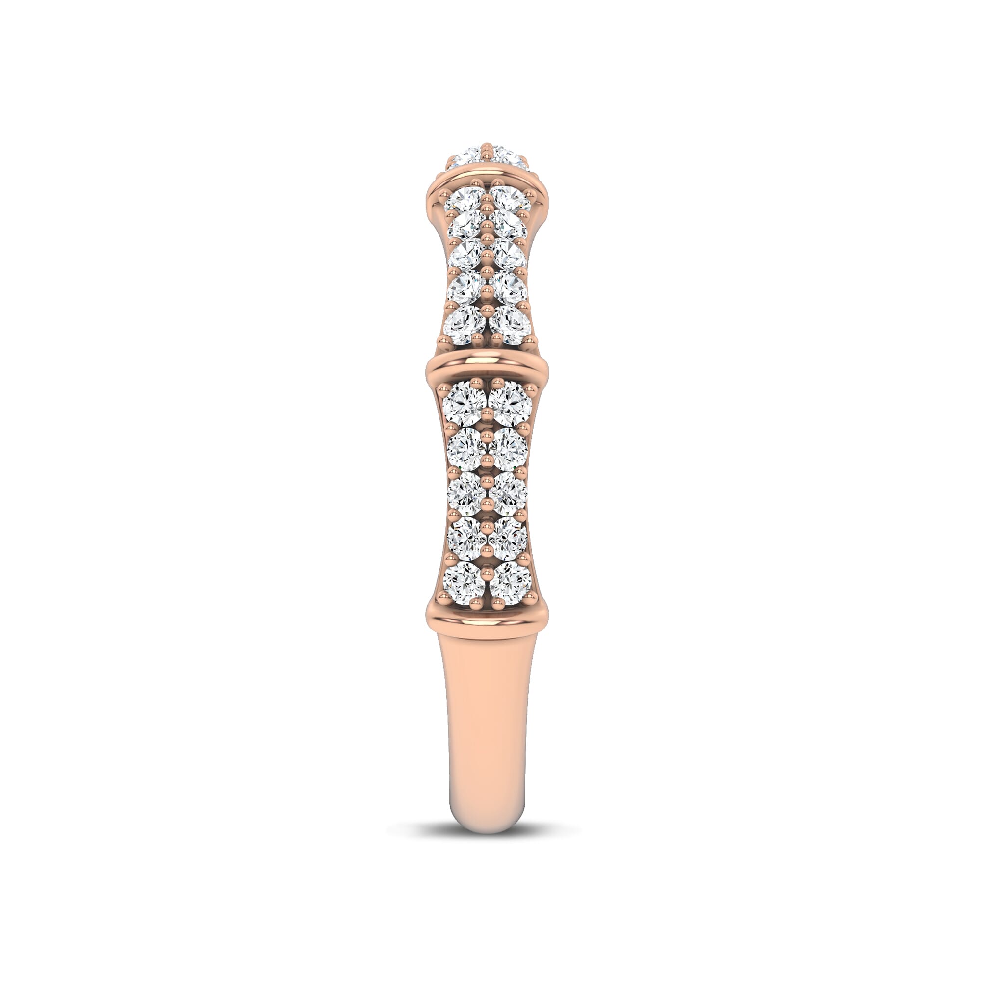 18K Rose Gold Bao Bamboo Pavé Band