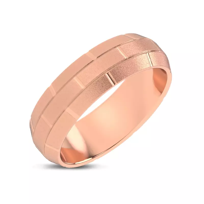14K Rose Gold Brushed Brick Beveled Edge Band (7.1mm)