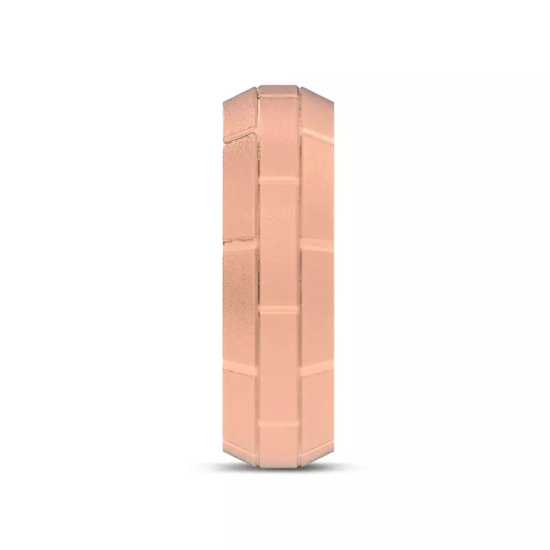 14K Rose Gold Brushed Brick Beveled Edge Band (7.1mm)