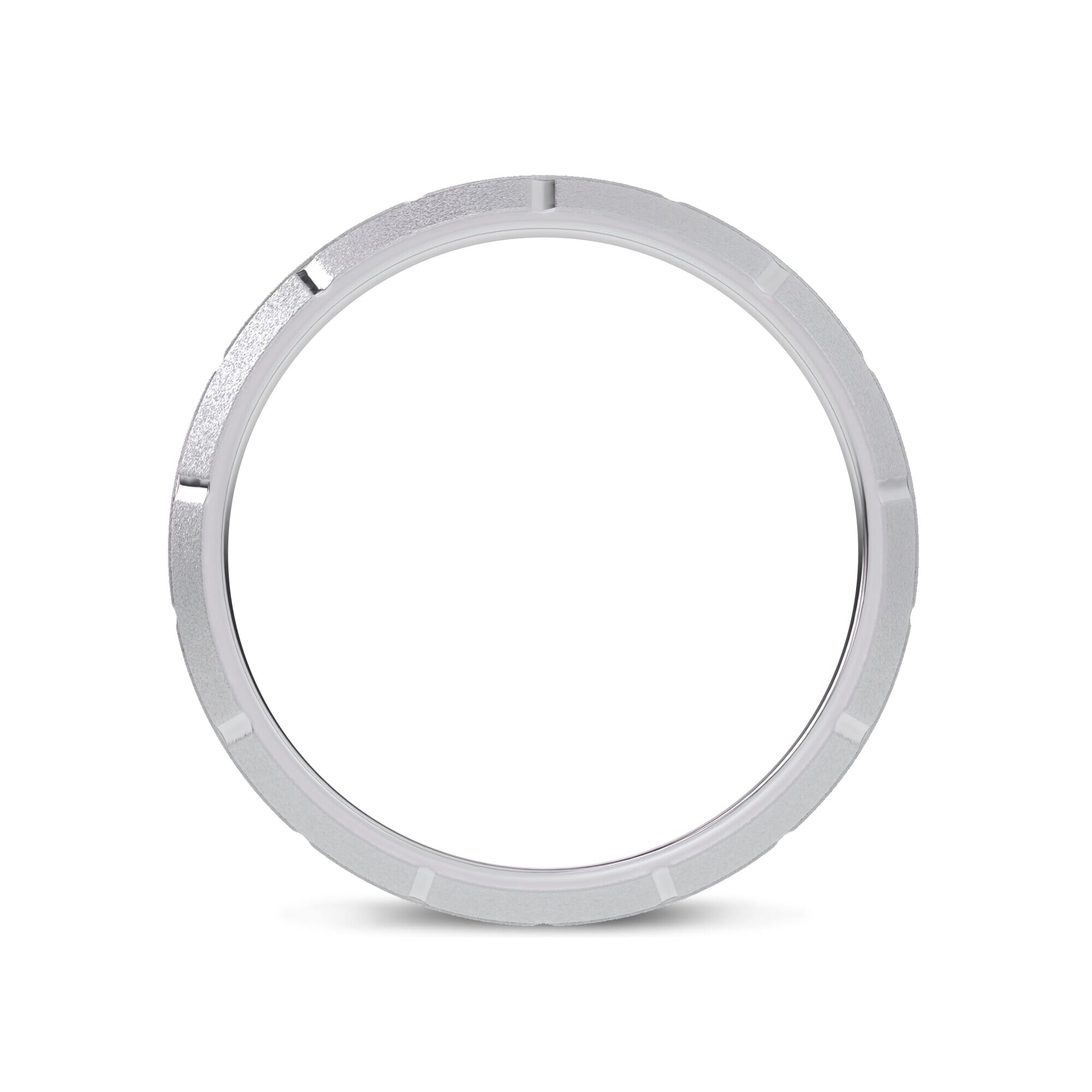 14K White Gold Brushed Brick Beveled Edge Band (7.1mm)