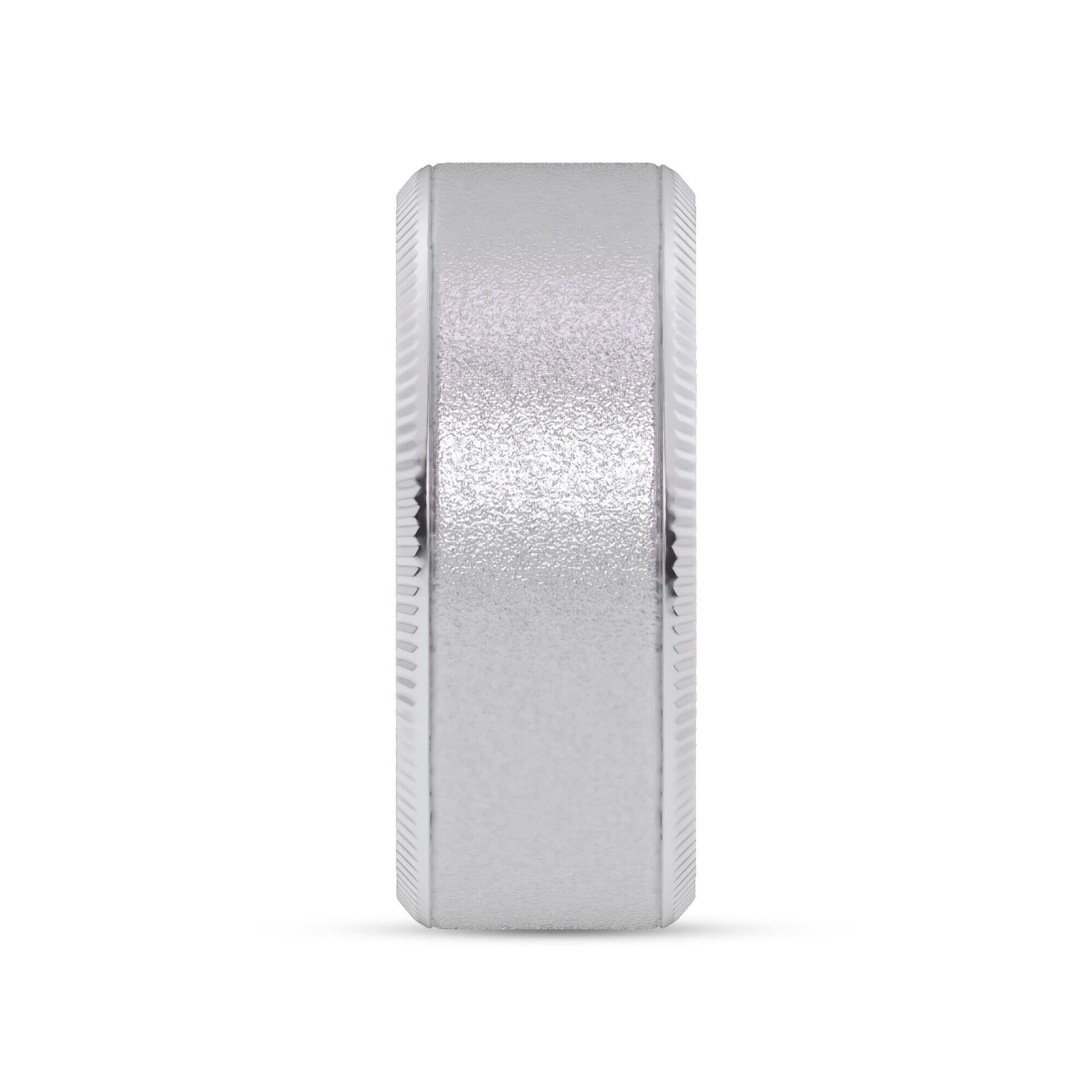 14K White Gold Mixed Textured Coin Edge Band (9mm)