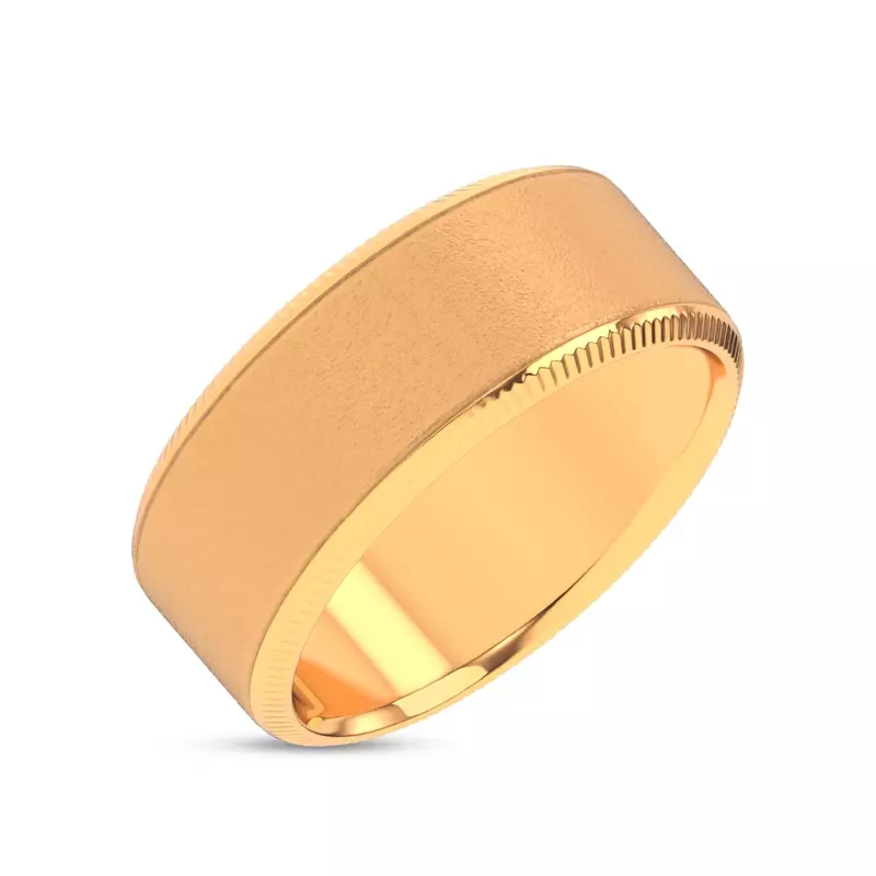 18K Yellow Gold Mixed Textured Coin Edge Band (9mm)