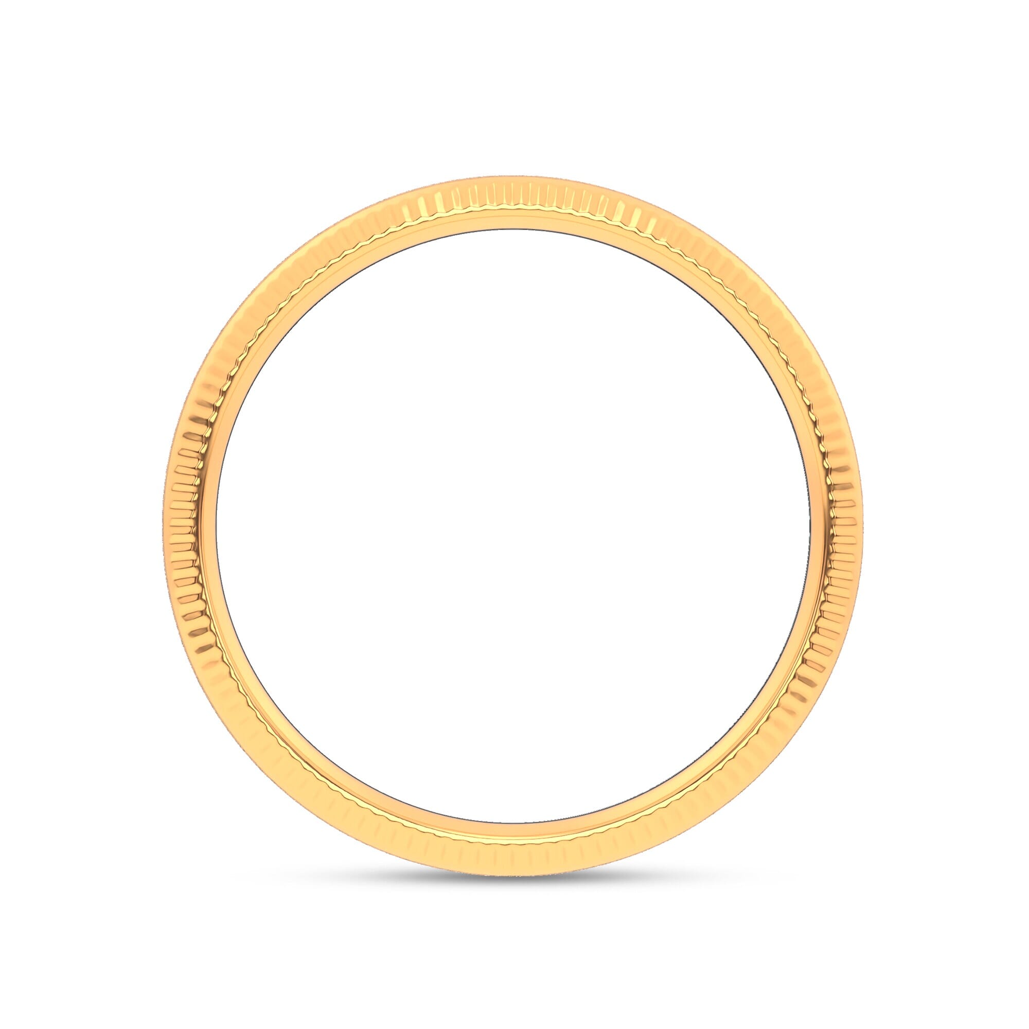 18K Yellow Gold Mixed Textured Coin Edge Band (9mm)