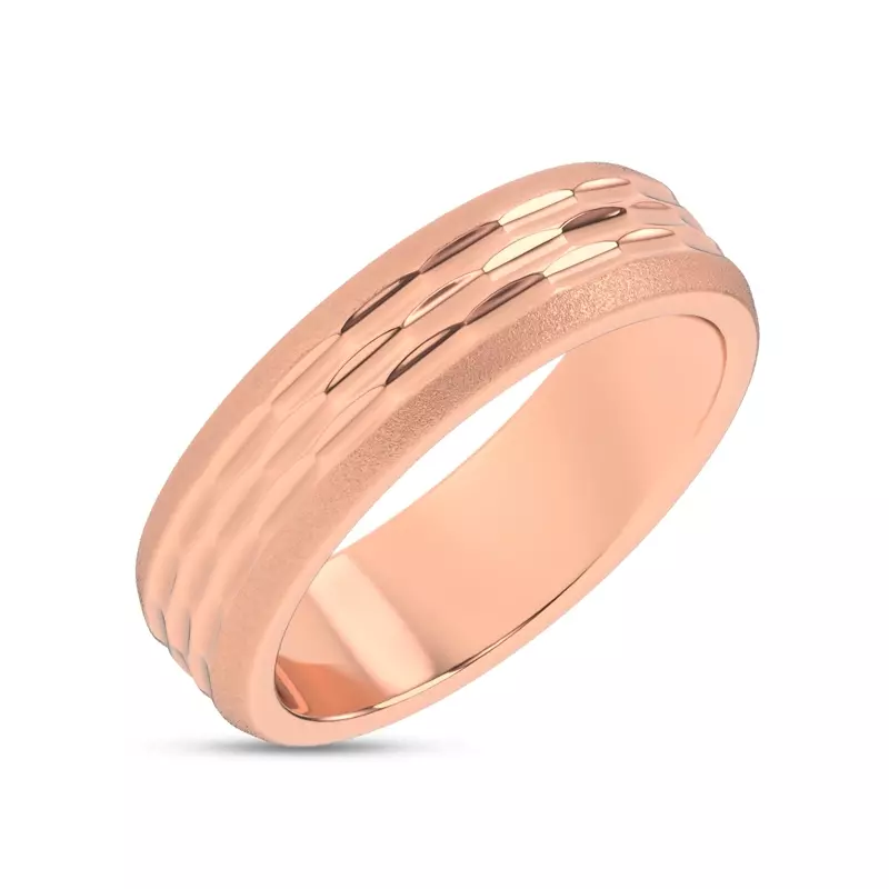 14K Rose Gold Patterned Brushed Edge Band (7mm)