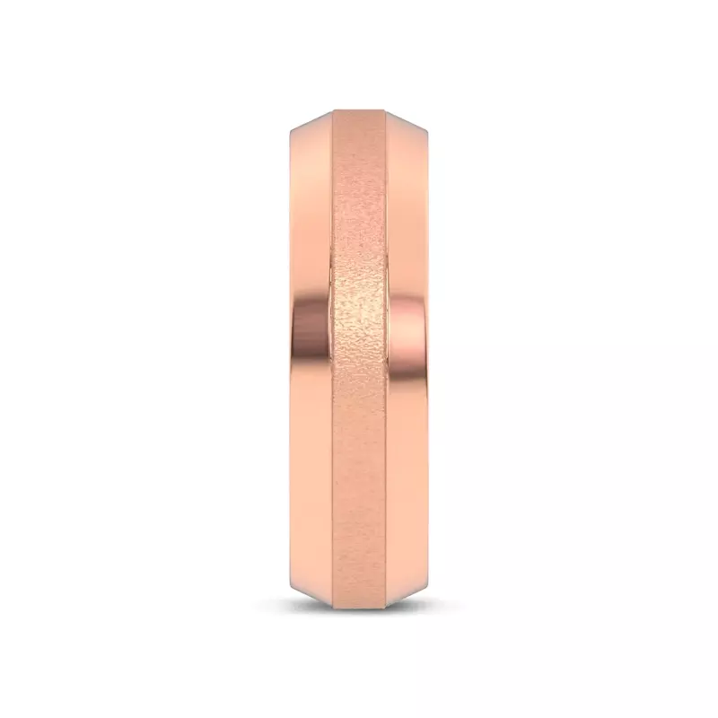 18K Rose Gold Mixed Textured Beveled Edge Band (7mm)