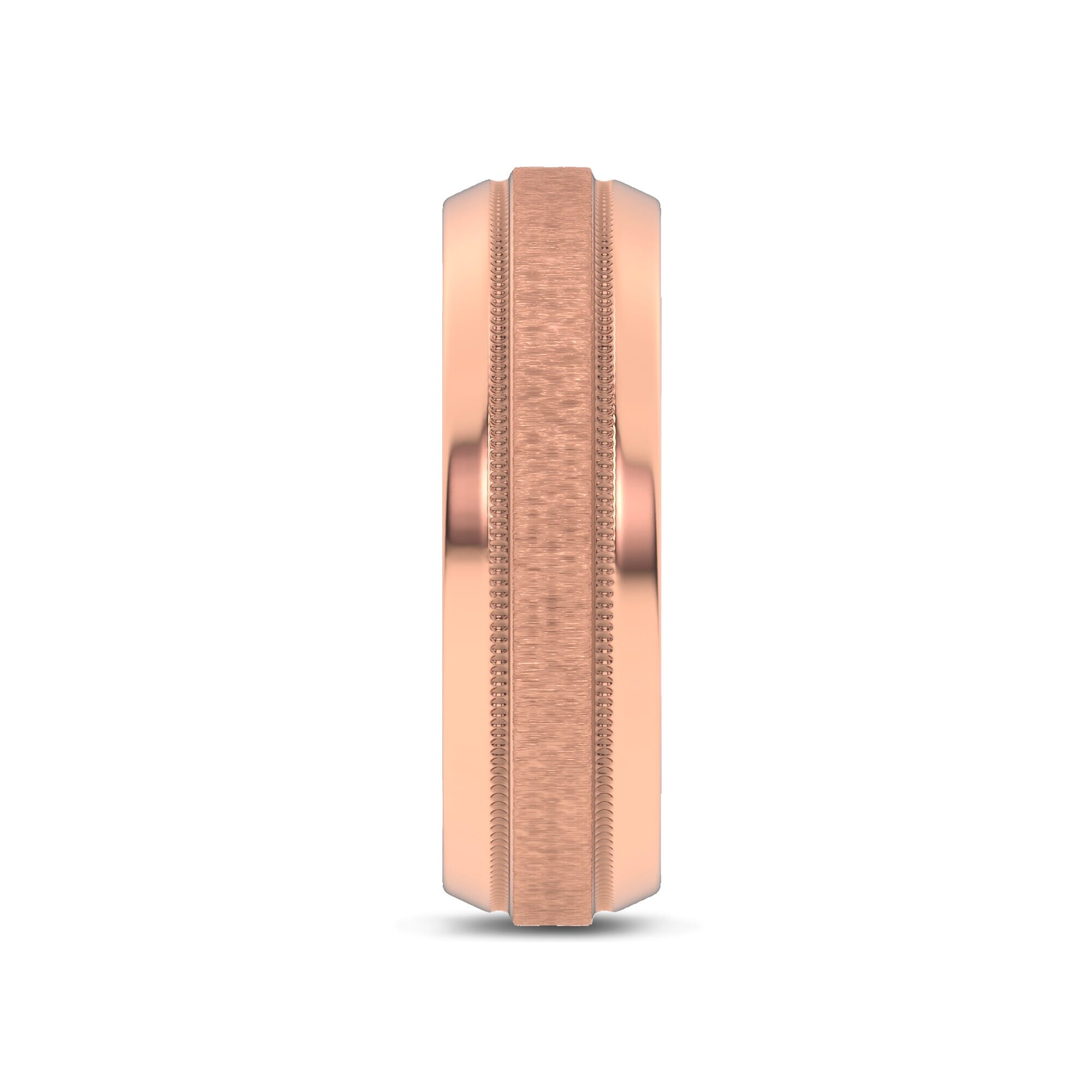 14K Rose Gold Mixed Textured Beveled Milgrain Band (7.1mm)