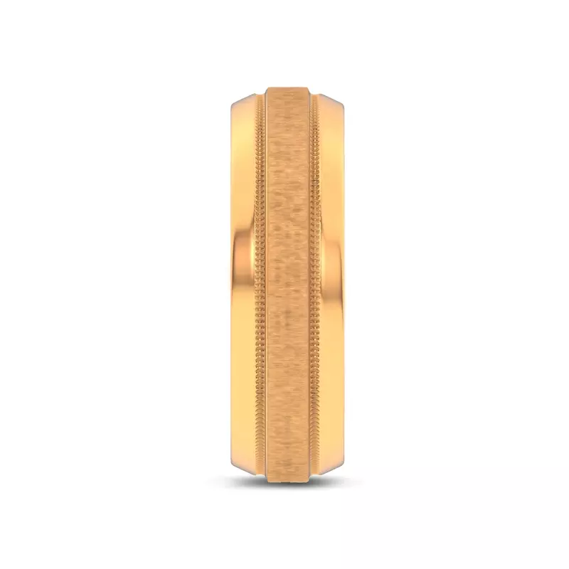 18K Yellow Gold Mixed Textured Beveled Milgrain Band (7.1mm)