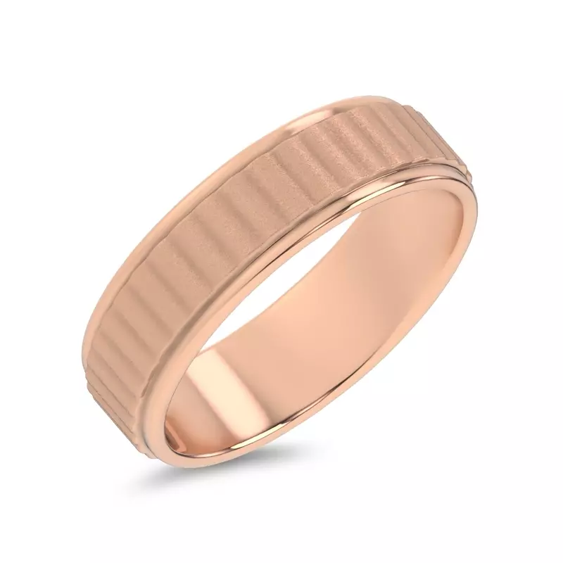 14K Rose Gold Brushed Rippled Band (7mm)