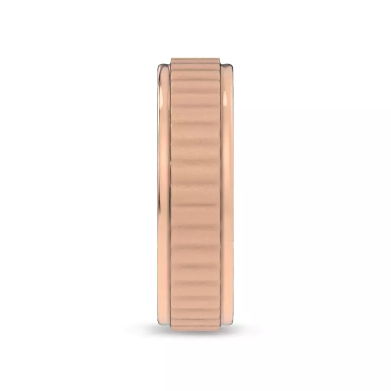 14K Rose Gold Brushed Rippled Band (7mm)