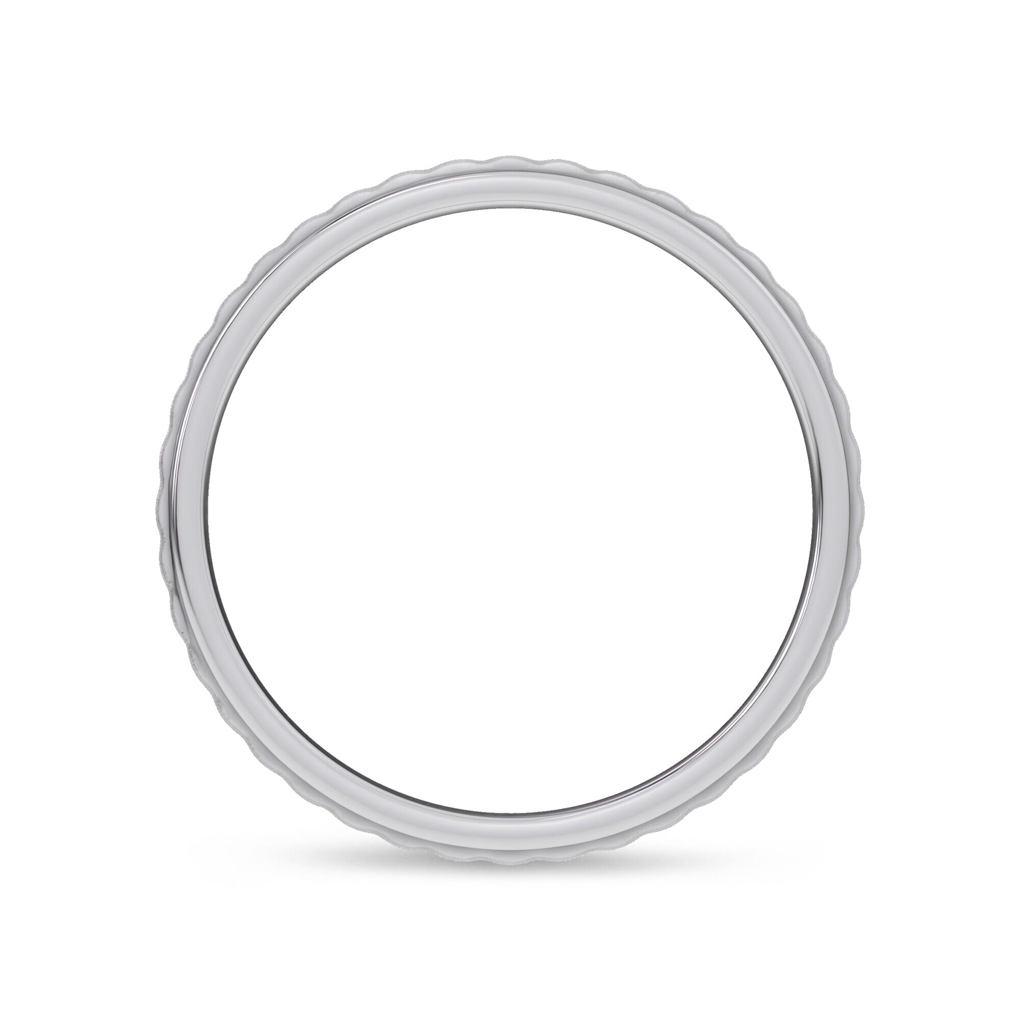 14K White Gold Brushed Rippled Band (7mm)