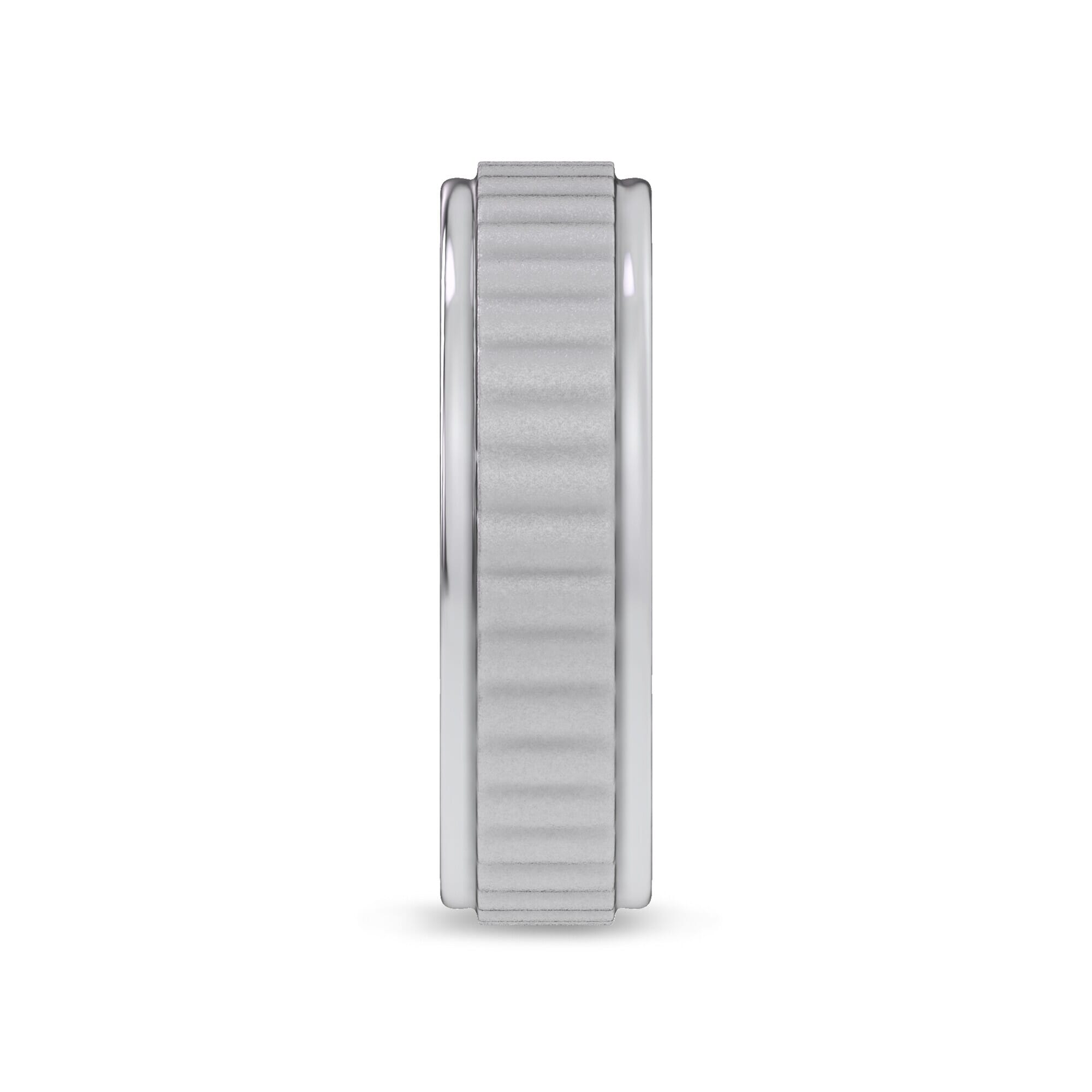 14K White Gold Brushed Rippled Band (7mm)