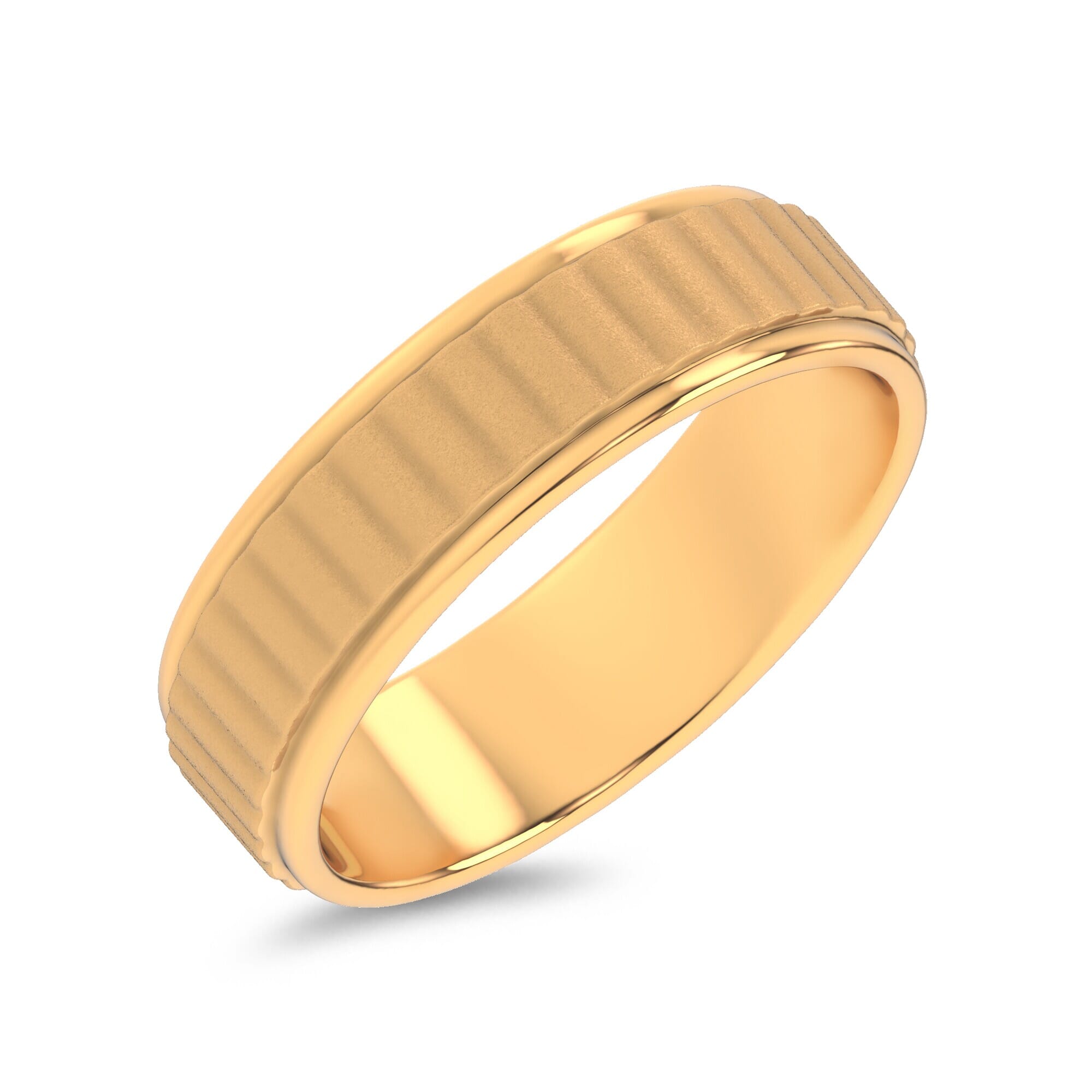 14K Yellow Gold Brushed Rippled Band (7mm)