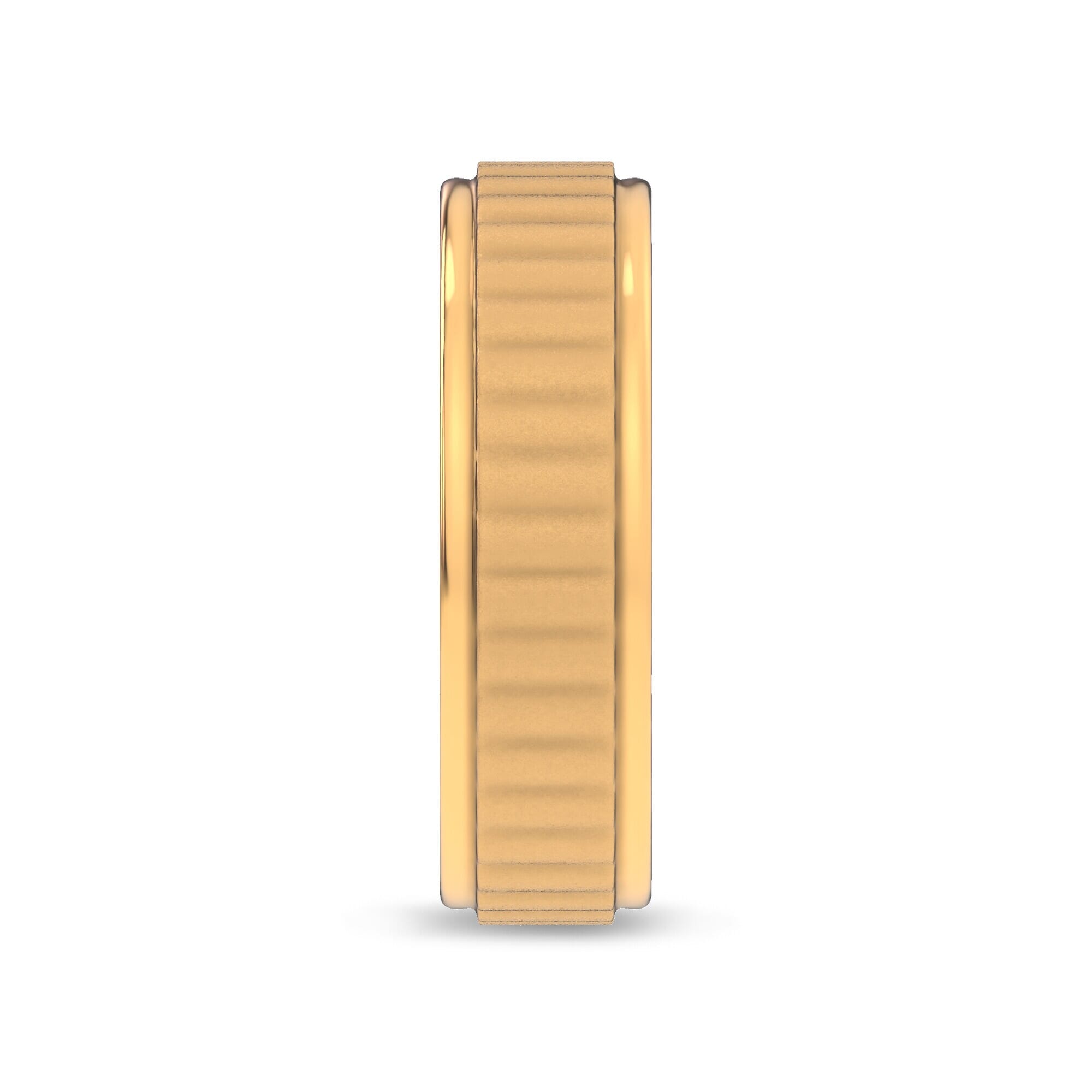 14K Yellow Gold Brushed Rippled Band (7mm)