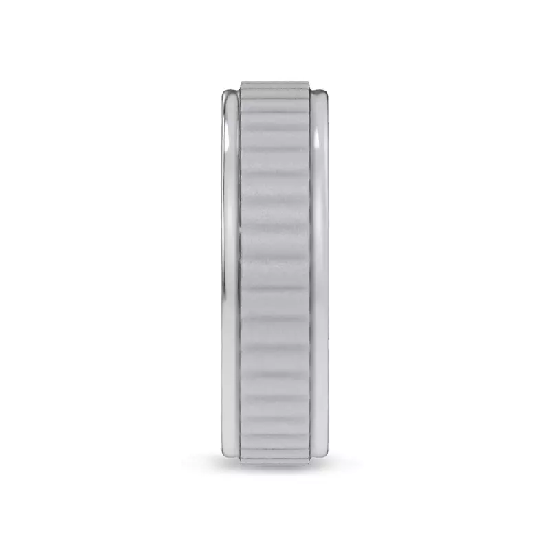 18K White Gold Brushed Rippled Band (7mm)