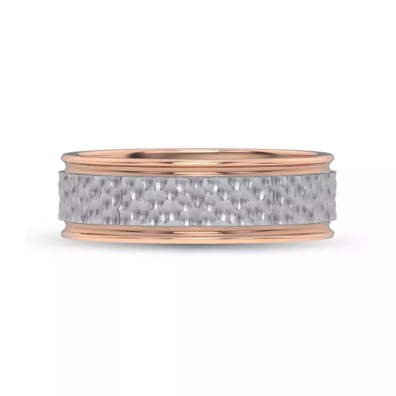 Brushed Hammered Center High-Polish Edge Band (7.1mm)