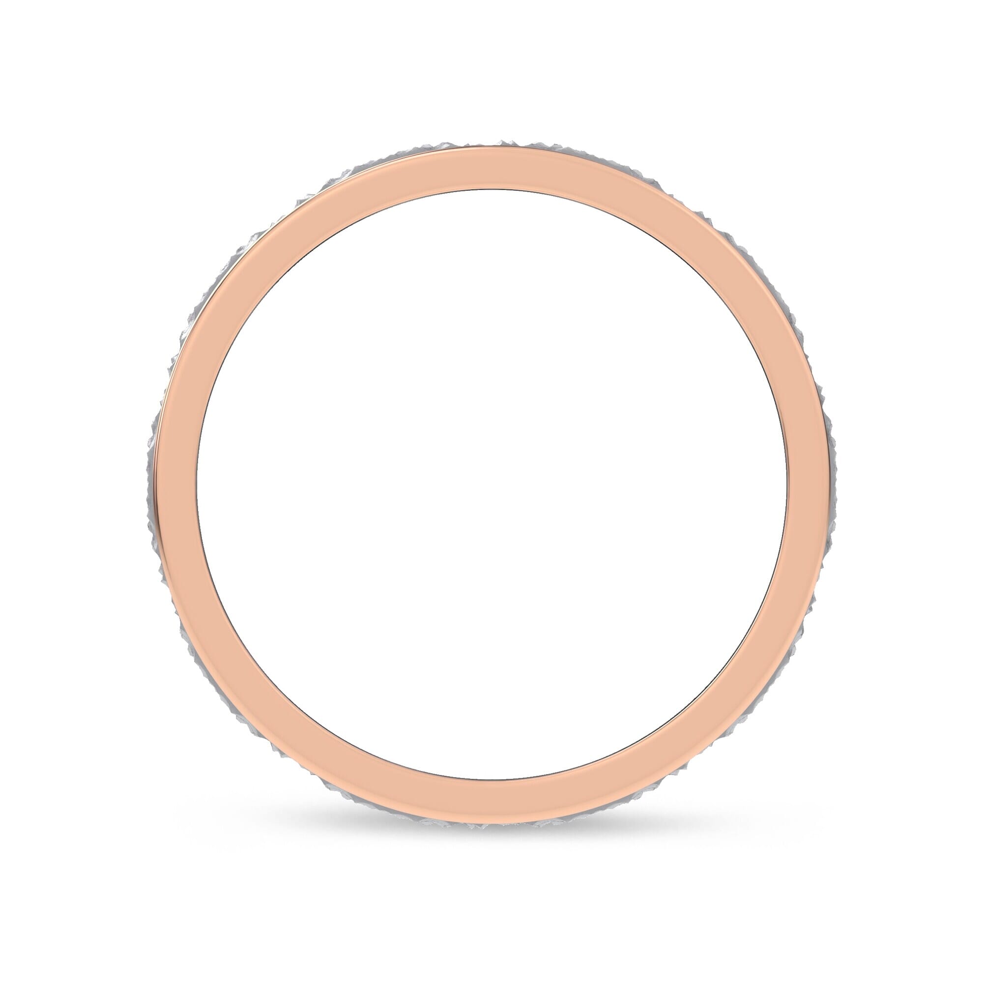 14K Rose Gold Brushed Hammered Center High-Polish Edge Band (7.1mm)