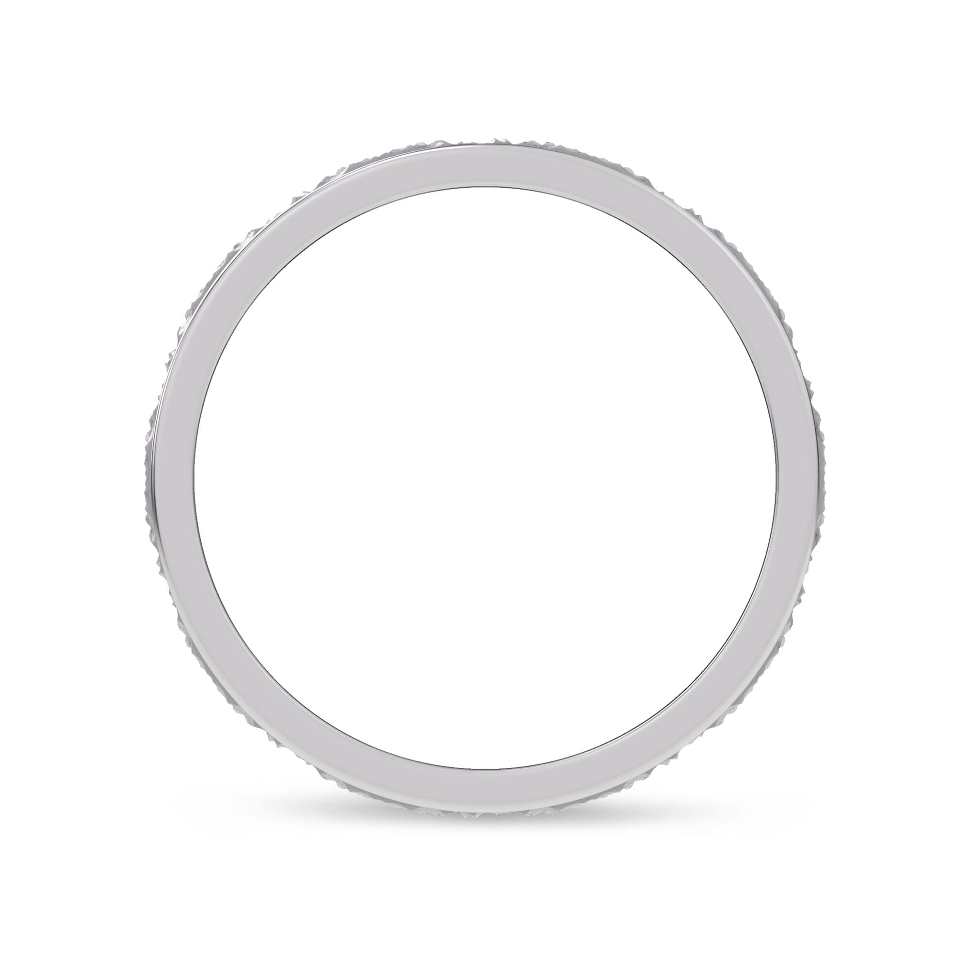 14K White Gold Brushed Hammered Center High-Polish Edge Band (7.1mm)