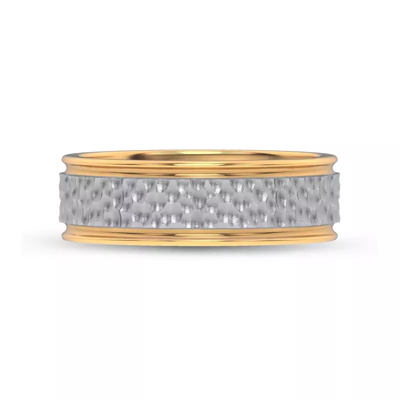 Brushed Hammered Center High-Polish Edge Band (7.1mm)