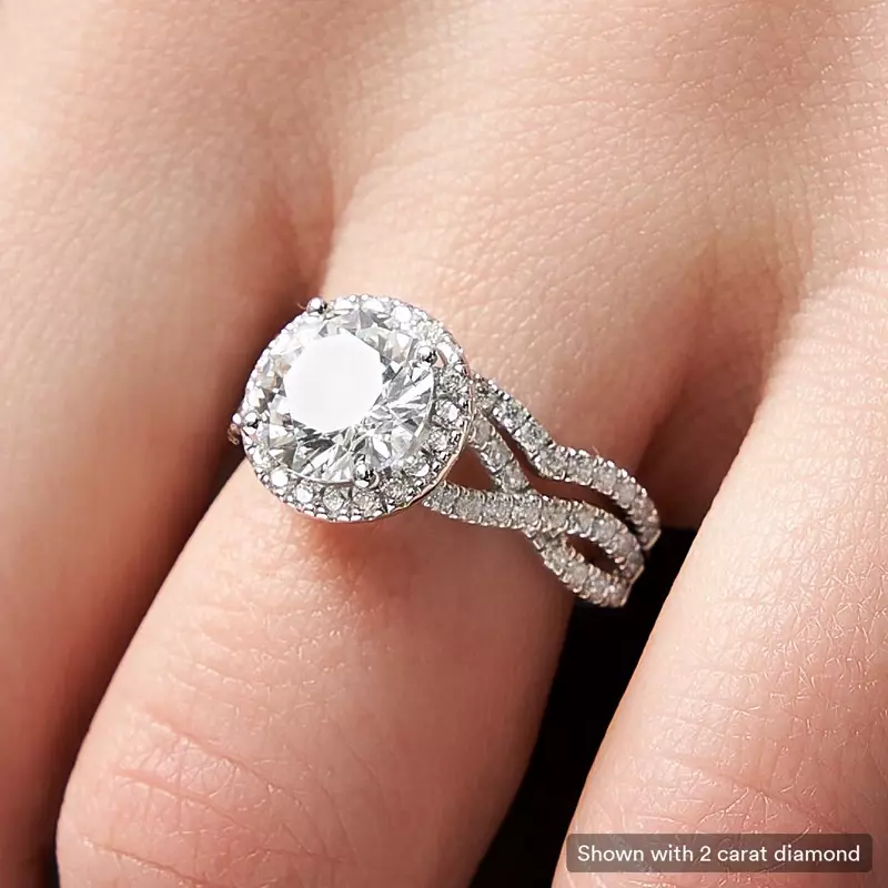 Platinum Zoey Twist Style Halo Engagement Ring