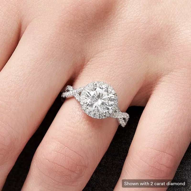 Platinum Zoey Twist Style Halo Engagement Ring