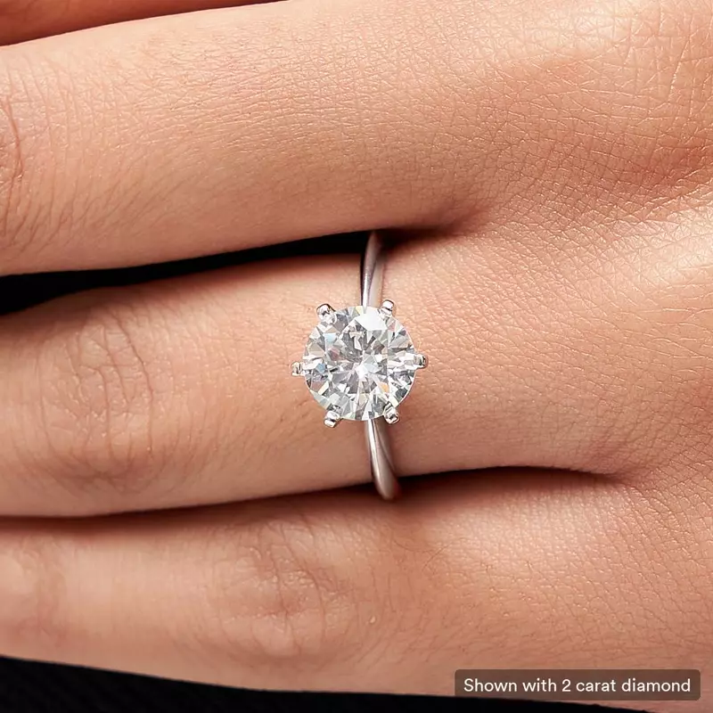 14K White Gold Maria 6 Prong Solitaire Engagement Ring