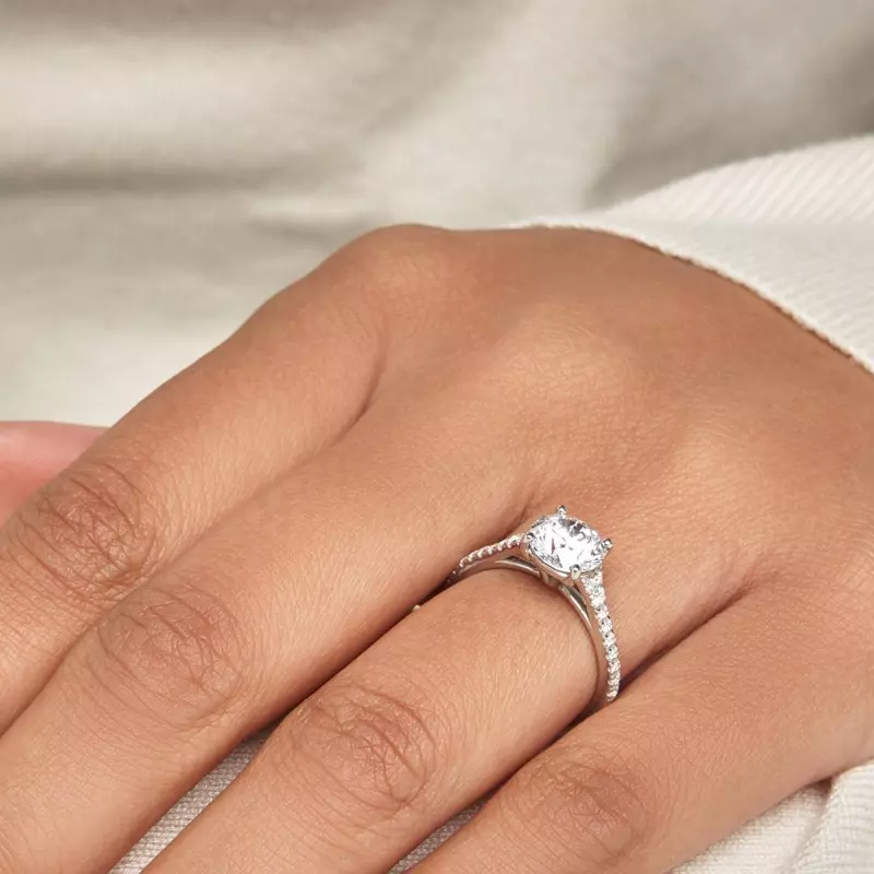 Platinum Camila Split Pave Cathedral Engagement Ring
