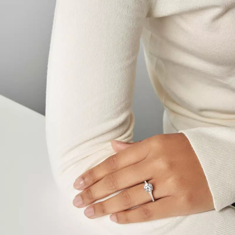 Platinum Camila Split Pave Cathedral Engagement Ring