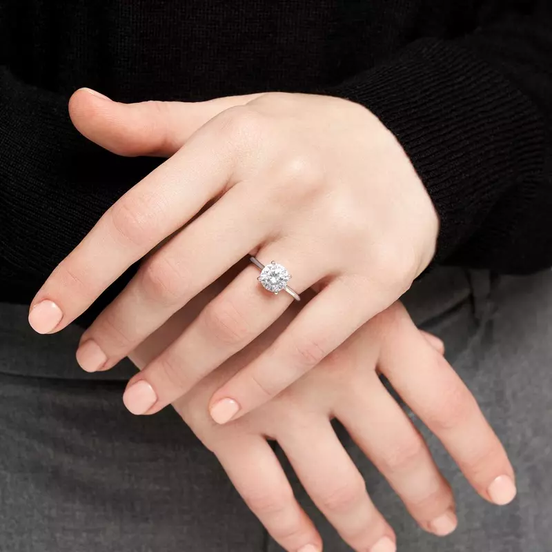 14K White Gold Ayesha 4 Prong East-West Solitaire Engagement Ring