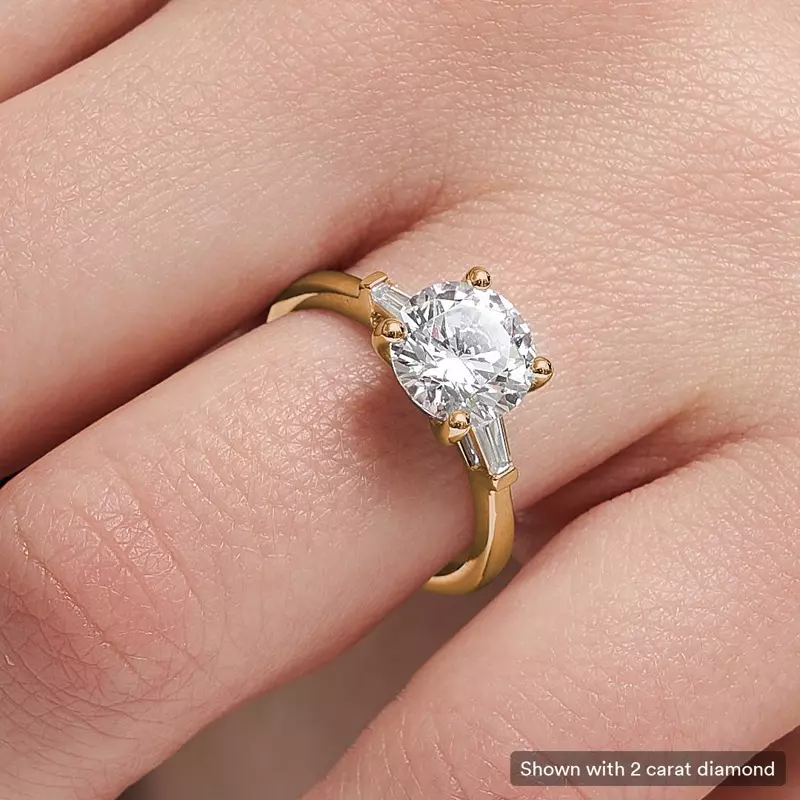 14K Yellow Gold Dana Tapered Baguette Three-Stone Engagement Ring