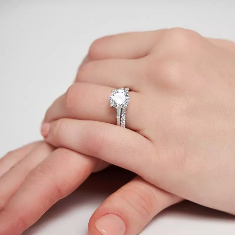 Platinum Dana Tapered Baguette Three-Stone Engagement Ring