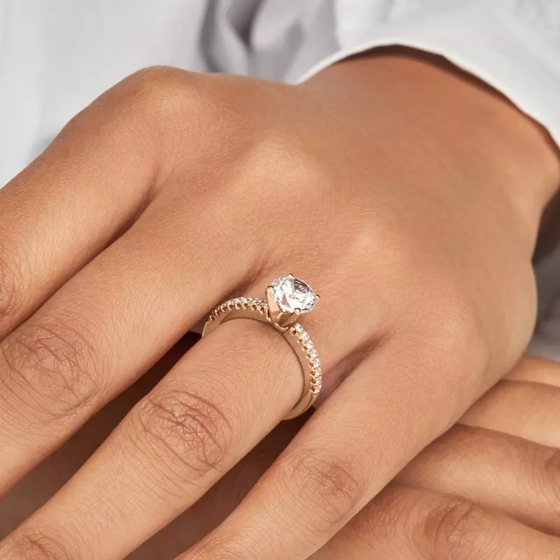 14K Rose Gold Maddison Pavé Diamond Engagement Ring