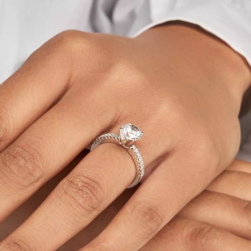 14K White Gold Maddison Pavé Diamond Engagement Ring